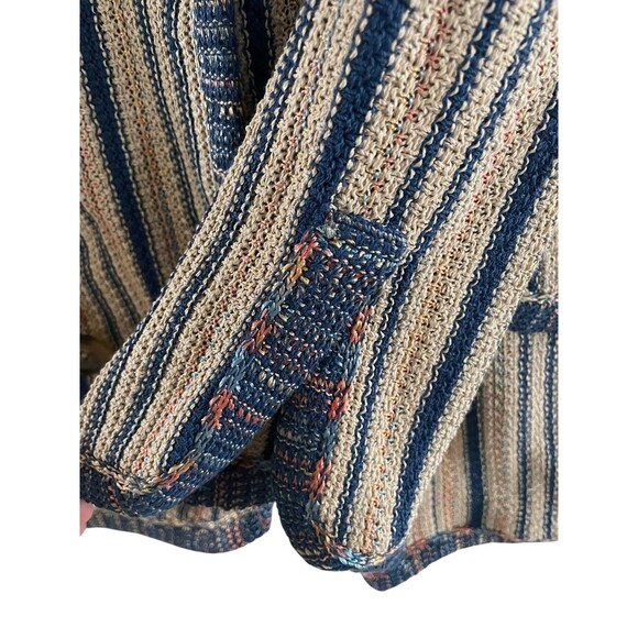 M MISSONI Sz 12 XL Blue Taupe Striped Knit Cardigan Blazer Jacket Quiet Luxury - Picture 5 of 8